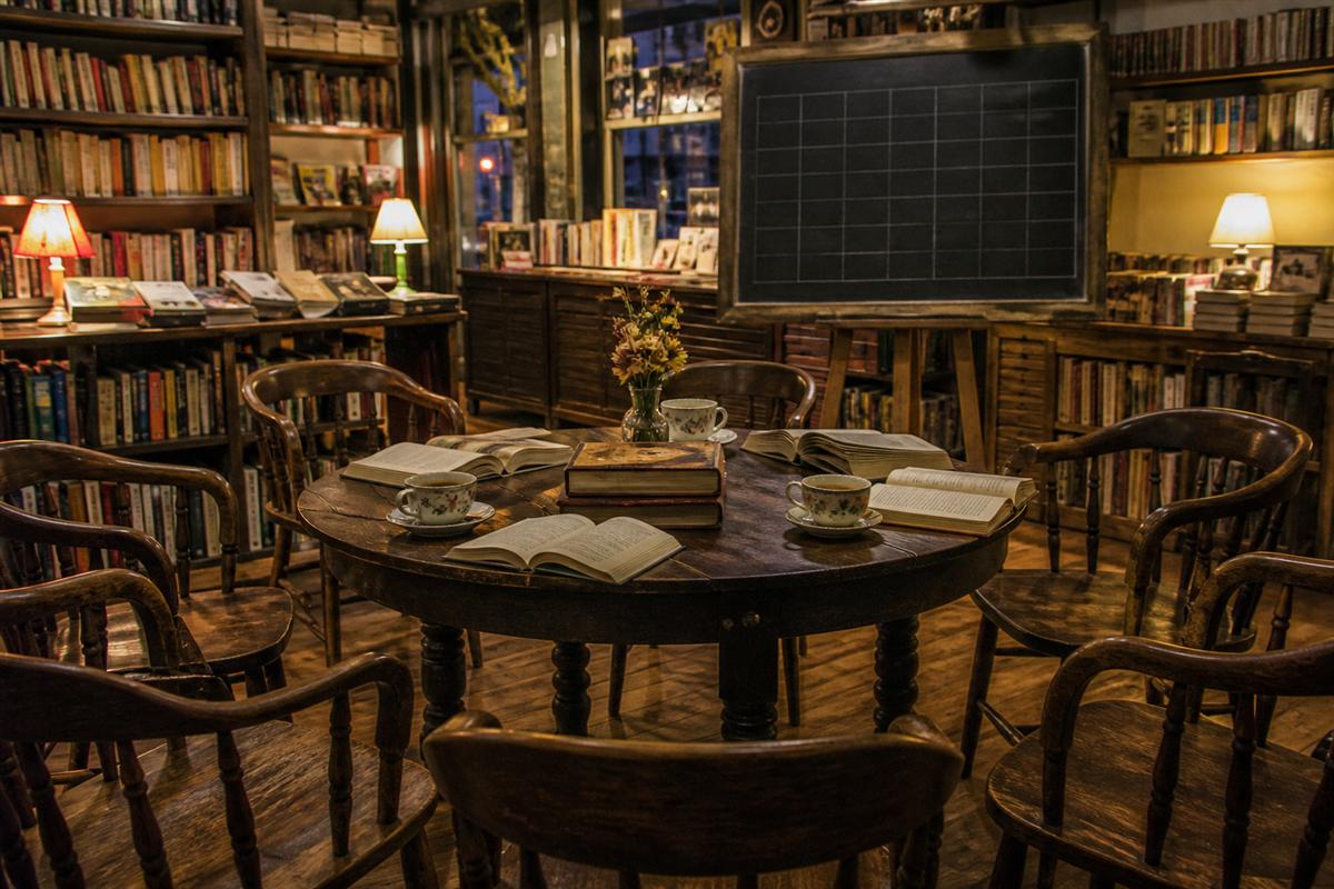 Book club table prepared for an evening